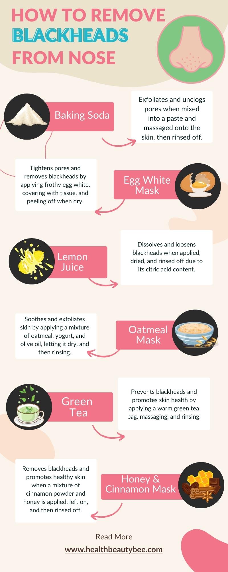 How to Remove Blackheads from Nose at Home infographic healthbeautybee