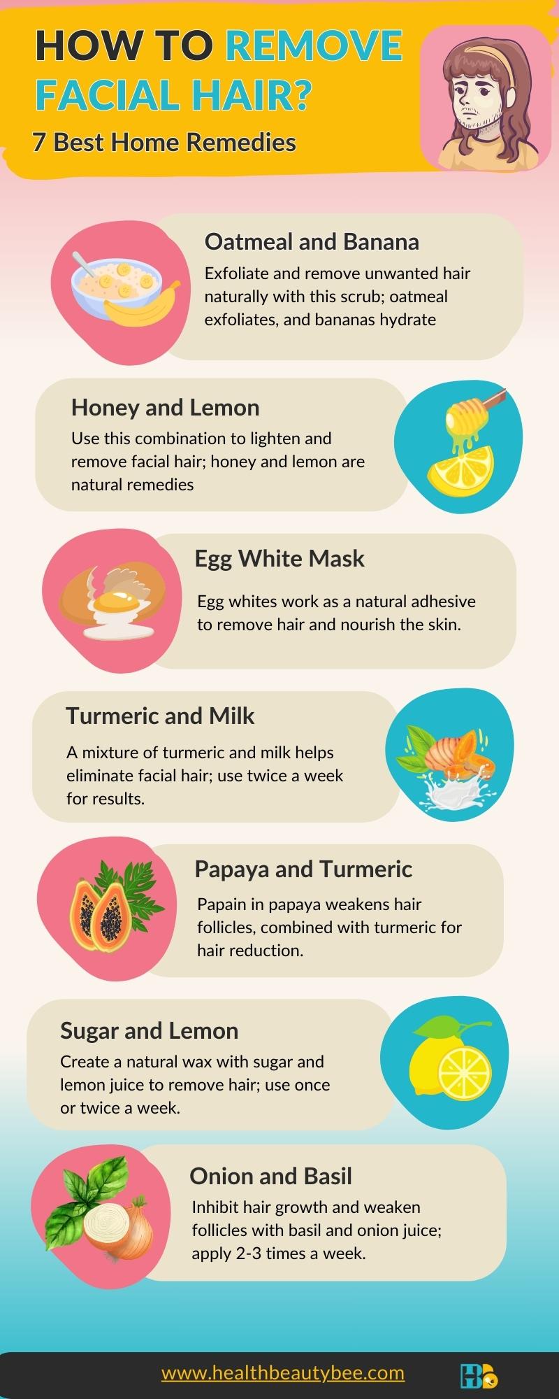 How to Remove Unwanted Facial Hair Permanently infographic healthbeautybee