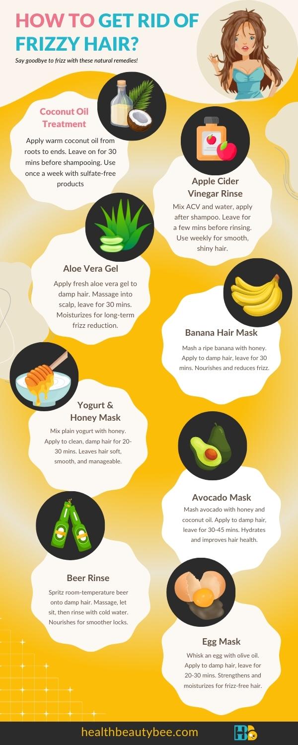 How to Get Rid of Frizzy Hair Permanently infographic healthbeautybee
