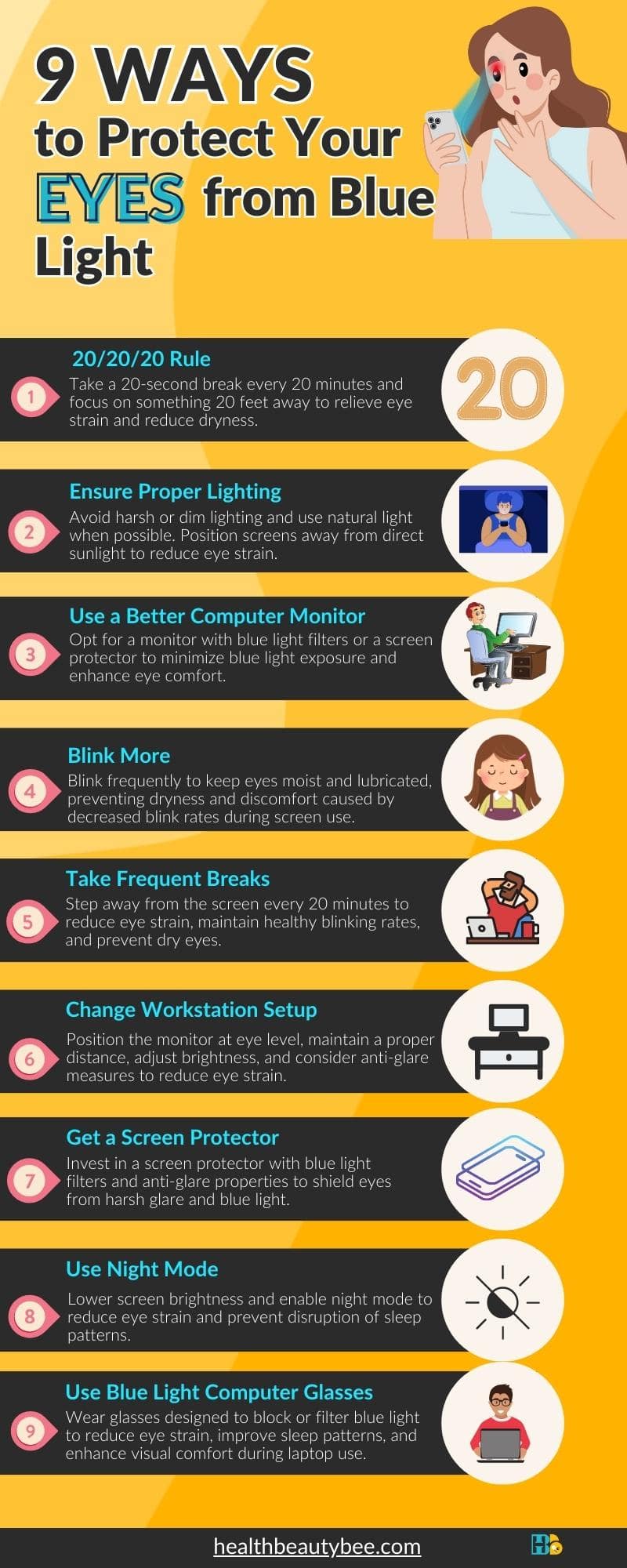 How to Protect Your Eyes from Laptop infographic healthbeautybee