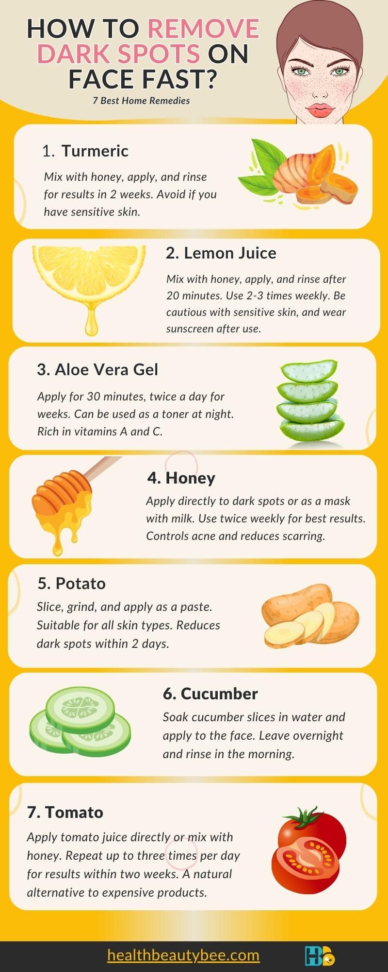 How to Remove Dark Spots on Face Fast Healthbeautybee infographic