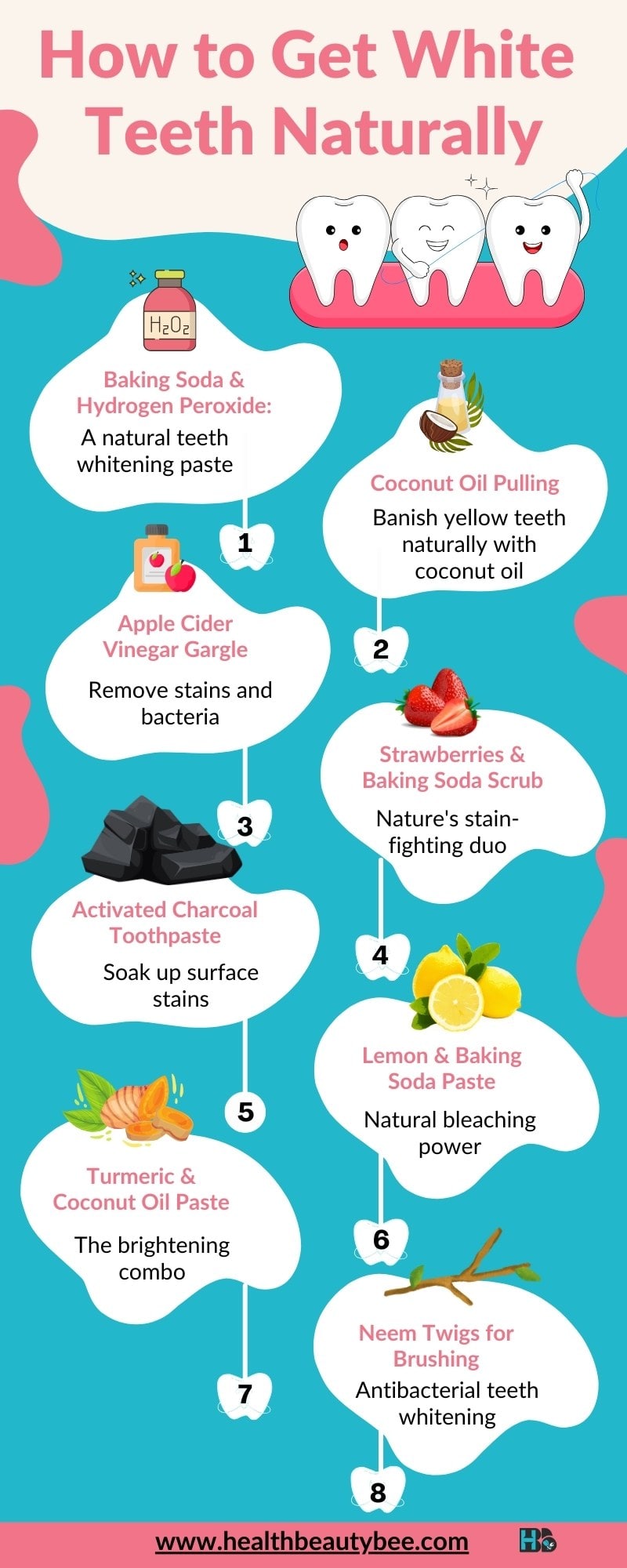 how to get white teeth healthbeautybee infographic